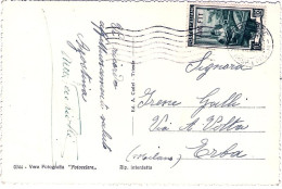 1954-Trieste A Cartolina Miramare Affrancata L.10 Italia Al Lavoro Isolato - Poststempel