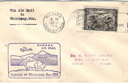 1928-Canada I^volo Regina Winnipeg Cachet - Eerste Vluchten