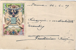 1909-cartolina Scuola Centrale Di Tiro Di Fanteria+erinnofilo Viaggiata - Erinnophilie
