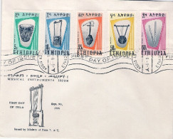 1966-Etiopia Lettera Fdc Illustrata Affrancata S.5v." Strumenti Musicali" - Ethiopie