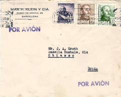 1950-Spagna Busta Per Via Aerea Diretta In Svizzera Con Bella Affrancatura Compr - Storia Postale