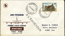 1969-France Francia Air France I^volo Aereo Boeing Parigi Roma Del 1 Aprile - Brieven En Documenten