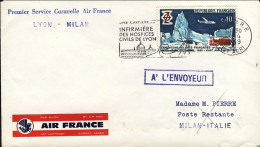 1969-France Francia Air France I^volo Caravelle Lione-Milano Del 1 Aprile Annull - Brieven En Documenten