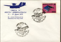 1973-busta Illustrata Cervia 73 Mostra Aerofilatelica Affrancata Con Cachet 50^  - Luftpost