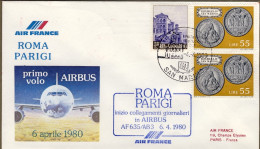 1980-San Marino Aerogramma I^volo Airbus Roma Parigi Della Air France - Airmail