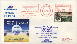 1980-I^volo Airbus Roma Parigi Della Air France Del 6 Aprile, Affrancatura Mecca - Macchine Per Obliterare (EMA)