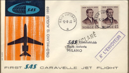 1959-Norvegia I^volo SAS Caravelle Oslo Milano Del 12 Agosto - Brieven En Documenten