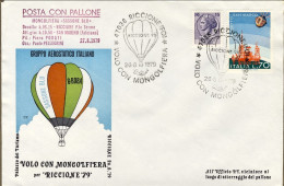1979-volo Con Mongolfiera "Sassone Blu" Riccione San Marino Per Riccione '79 Pos - Luftpost