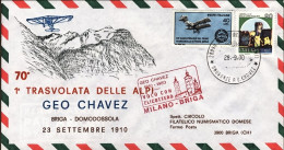 1980-prima Trasvolata Delle Alpi Geo Chavez Bollo Rosso Volo Con Elicottero Mila - Luftpost