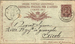 1889-annullo Ottagonale In Arrivo Di Airole Imperia Cat.Gaggero Punti 8 Su Carto - Poststempel