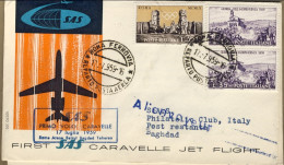 1959-I^volo Caravelle Roma Baghdad Affrancata Coppia L. 35 Guerra Dell'indipende - Luftpost