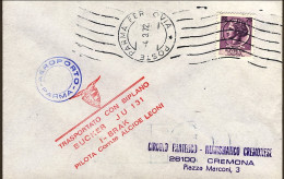 1972-Parma E Cremona Bollo Rosso Trasportato Con Biplano Bucker - Luftpost