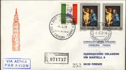 Vaticano-1972  Raccomandata Volo Cremona Parma Affrancatura Mista - Airmail