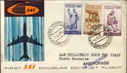 1960-I^volo Caravelle Roma Anchorage Del 9 Ottobre Affr. L.5+L. 15+L. 110 XVII^O - Luftpost