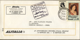 1971-Brasile Alitalia Dispaccio Aereo Straordinario Rio De Janeiro Roma Del 15 G - Luftpost