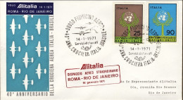 1971-volo Alitalia Dispaccio Aereo Straordinario Roma-Rio De Janeiro Del 14 Genn - Luftpost