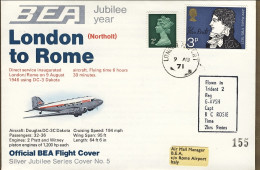 1971-Gran Bretagna Busta Illustrata BEA Volo Speciale Londra Roma - Covers & Documents