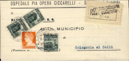1945-L.3 Monumenti Distrutti +tre 25c.+ L.1,75 Imperiale Su Piego Ospedaliero Ra - Marcophilie