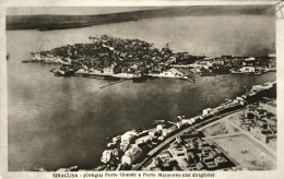 1930-cartolina Foto Siracusa Ortigia Porto Grande E Porto Marmoreo (visti Dal Di - Siracusa