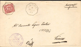 1885-piego Con Ottagonale Carrè Vicenza - Storia Postale