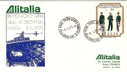 1975-I^volo Inaugurale Alitalia Pisa Parigi - Luftpost