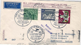 1963-Germania Lufthansa Volo Speciale Dusseldorf Francoforte Nuova Deli Tokyo - Storia Postale