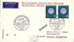 1965-Germania Lufthansa Europa Jet Volo Speciale Colonia Zurigo - Covers & Documents