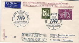 1963-Germania TAP Volo Speciale Francoforte Madrid Lisbona - Storia Postale