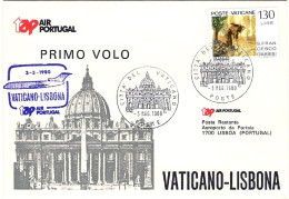 1980-Portogallo TAP I^volo Vaticano Lisbona - Storia Postale