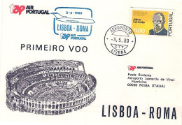 1980-Portogallo TAP I^volo Lisbona Roma - Storia Postale