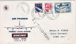 1969-France Francia I^volo Boeing Parigi Roma Dell'1 Aprile - Lettres & Documents