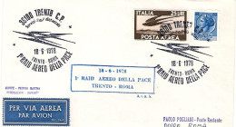 1978-bollo 1 Raid Aereo Della Pace Trento Roma+cachet - 1971-80: Marcophilia