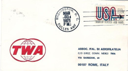 1971-U.S.A. 25 Anniversario Volo TWA Washington Roma - Covers & Documents