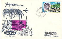 1966-Tanzania Aerogramma Sabena I^volo Dar Es Saalam Bruxelles - Tansania (1964-...)