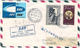 Vaticano-1959 Con Erinnofilo I^volo Caravelle Roma Baghdad (30 Pezzi Trasportati - Airmail