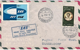 Vaticano-1959 Cat.Pellegrini N.1015 Euro 75, I^volo Caravelle Roma Dusseldorf (3 - Airmail