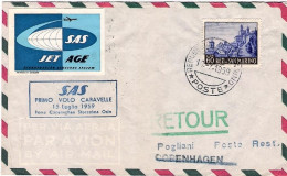 1959-San Marino Aerogramma Con Erinnofilo I^volo Caravelle Roma Copenhagen (25 P - Luftpost