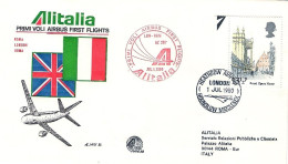 1980-Gran Bretagna Alitalia I^volo Airbus Londra Roma - Storia Postale