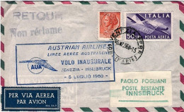 1960-delle Linee Aeree Austriache I^volo Venezia Innsbruck Del 5 Luglio - Autres & Non Classés