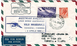 1960-delle Linee Aeree Austriache I^volo Venezia Vienna Del 3 Aprile - Altri & Non Classificati