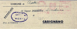 1945-piego Con Affrancatura Meccanica Rossa Da L.1 Fasci Littori Scalpellati Con - Frankeermachines (EMA)