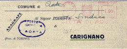 1945-piego Con Affrancatura Meccanica Rossa Da L.1 Fasci Littori Scalpellati Con - Maschinenstempel (EMA)