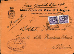 1944-usato Cat.Sassone Euro 300 , Intero Frontespizio Di Busta Municipio Di Pian - Storia Postale