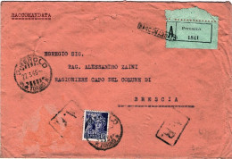 1945-RSI Busta (raccomandata?)affrancata 50c. Monumenti Distrutti Annullo Pinero - Storia Postale