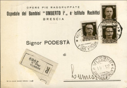 1944-RSI Cartolina Ospedaliera Raccomandata Affrancata Singolo+coppia 30c. Imper - Marcofilie