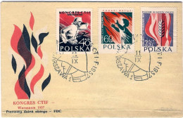 1957-Poland Polska Polonia Busta Fdc Illustrata Affrancata S.3v." Congresso Inte - FDC