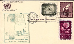 1961-Nazioni Unite Cartolina Postale Aerea I^volo New York-Francoforte - Autres & Non Classés