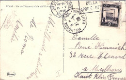 1936-Vaticano Cartolina Roma Via Dell'impero Vista Dal Colosseo Affrancata 25c.  - Lettres & Documents