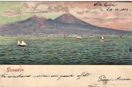 1904-cartolina Napoli Vesuvio Affrancata 2c. Floreale Con Annullo Tondo Riquadra - Napoli