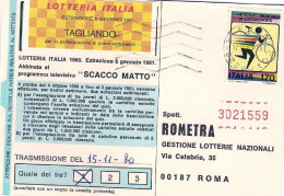 1980-cartolina Lotteria Italia Affrancata L.170 Campionati Mondiali Di Ciclocros - 1971-80: Marcophilie